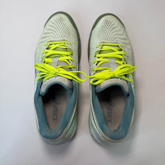 Asics Athletic Shoes in White and Blue with Yellow Accents - Picture 7 of 9